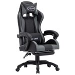 Chaise fauteuil siège pivotante de bureau informatique étude de jeux vidéo avec repose-pied et similicuir gris 02_0024219