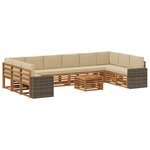 vidaXL Ensemble de canapés d'extérieur 11 pc Naturel et Beige