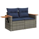 vidaXL Salon de jardin avec coussins 7 Pièces noir résine tressée acacia