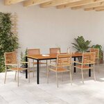 vidaXL Ensemble de salle à manger pour jardin 7 Pièces Beige  Marron