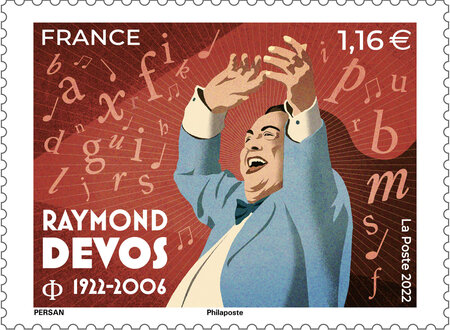 Timbre - Raymond Devos (1922-2006) - Lettre verte