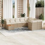 vidaXL Salon de jardin avec coussins 10 Pièces beige résine tressée