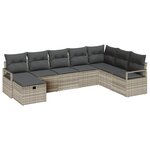 vidaXL Ensemble de canapé de jardin en 8 pièces avec coussins gris clair en poly rattan