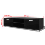 vidaXL Meuble TV Noir brillant 140x40 5x35 cm