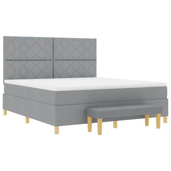 vidaXL Lit à ressorts avec matelas Gris clair 180 x 200 cm tissu