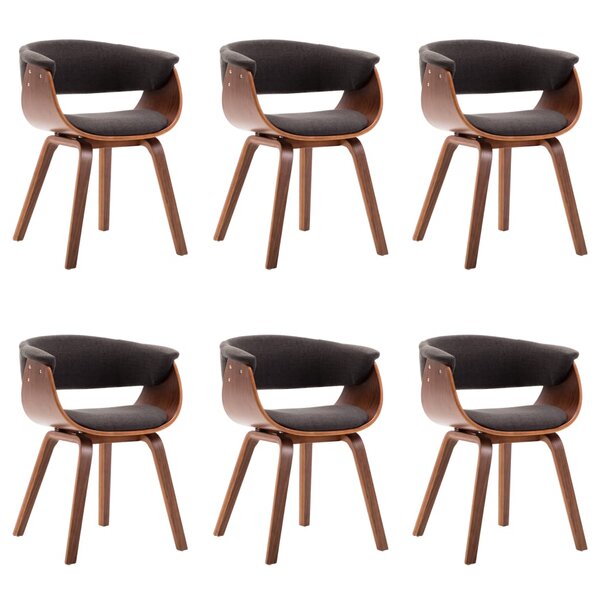 vidaXL Chaises à manger lot de 6 gris bois courbé et tissu