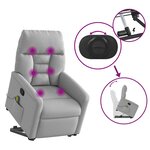 vidaXL Fauteuil de massage inclinable gris nuage tissu