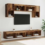 vidaXL Unités murales TV avec LED 6 Pièces Bois Ancien Bois d'ingénierie