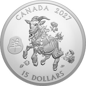 Monnaie LUNAR YEAR OF THE GOAT Argent 15$ Canada 2027
