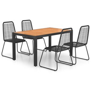 vidaXL Ensemble à manger de jardin 5Pièces PVC résine tressée noir marron