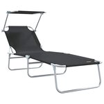 vidaXL Transat 2-personne 2 Pièces Noir 58 x 188 x 77cm tissu