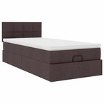 vidaXL Cadre de lit ottoman avec matelas marron foncé 90x190 cm tissu