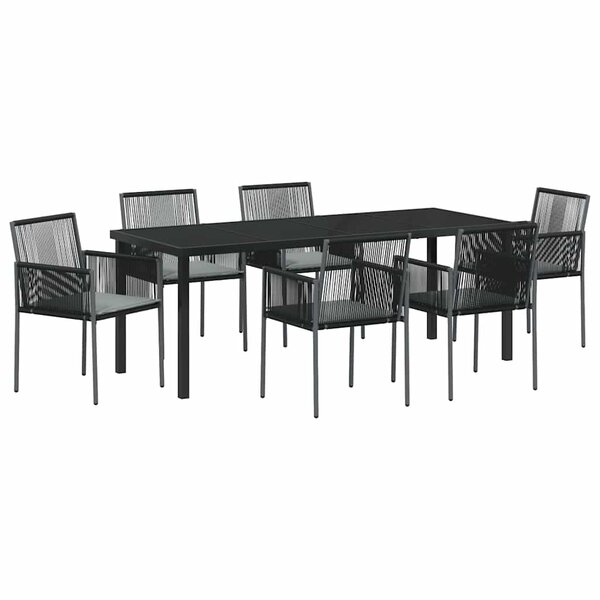 vidaXL Ensemble de salle à manger pour jardin 7 Pièces Noir Poly rotin