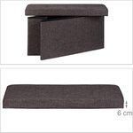 Tabouret banquette pouf de rangement pliant coffre repose-pieds 76 cm lin marron 13_0002337_5