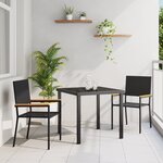 vidaXL Chaises de jardin empilables - Lot de 2 en poly rotin noir