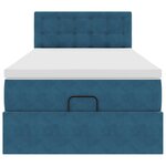 vidaXL Cadre de lit ottoman avec matelas bleu foncé 90x200 cm velours