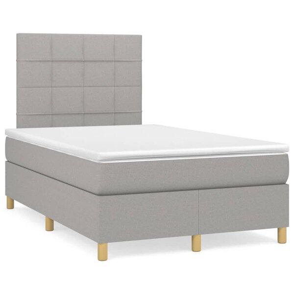 vidaXL Sommier à lattes de lit avec matelas Gris clair 120x200cm Tissu