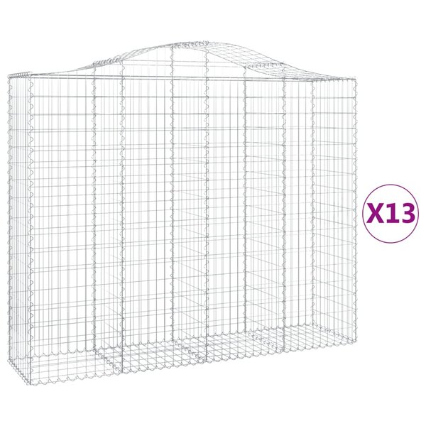 vidaXL Paniers à gabions arqués 13 Pièces 200x50x160/180 cm Fer galvanisé