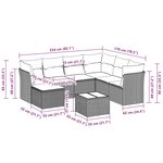 vidaXL Salon de jardin 8 Pièces avec coussins gris clair résine tressée