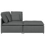 vidaXL Canapé modulaire et repose-pieds et coussins tissu gris foncé