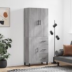 vidaXL Buffet haut Sonoma gris 69 5x34x180 cm Bois d'ingénierie