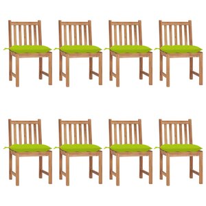 vidaXL Chaises de jardin lot de 8 avec coussins Bois de teck massif