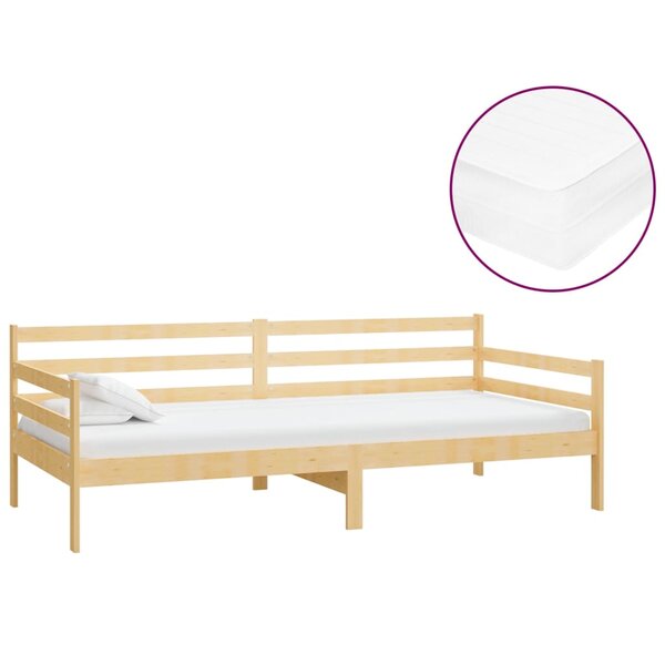 vidaXL Lit de repos avec matelas 90x200 cm Bois de pin massif