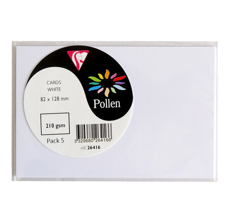 Sachet de 5 cartes pollen 82x128 blanc clairefontaine