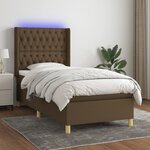 vidaXL Sommier à lattes de lit matelas LED Marron foncé 90x200cm Tissu