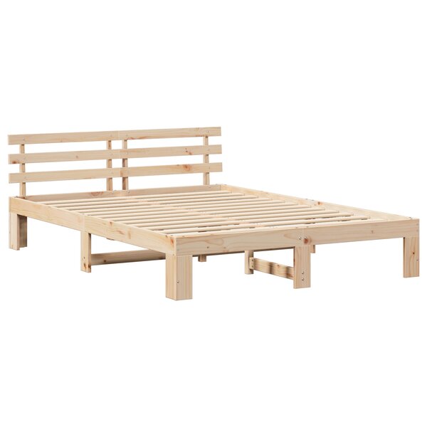 vidaXL Cadre de Lit Naturel en Bois de Pin Naturel Bois de Pin Massif