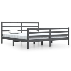vidaXL Cadre de lit sans matelas bois massif de pin gris 200x200 cm