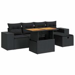 vidaXL Salon de jardin 6 Pièces avec coussins noir résine tressée acacia