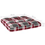 vidaXL Coussins de palette 2 Pièces motif à carreaux rouge tissu