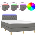 vidaXL Sommier à lattes de lit matelas LED gris foncé 120x190 cm tissu