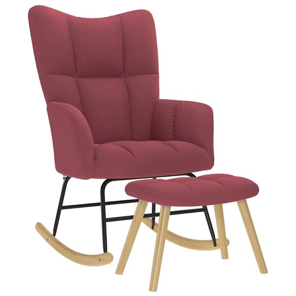 vidaXL Chaise à bascule avec repose-pied Rouge bordeaux Tissu