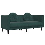 vidaXL Ensemble de canapés 3 Pièces avec coussins vert foncé velours