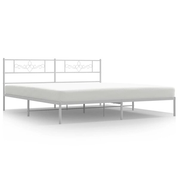 vidaXL Cadre de lit métal avec tête de lit blanc 200x200 cm