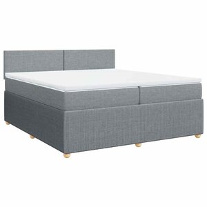 vidaXL Sommier à lattes de lit avec matelas Gris clair 200x200cm Tissu