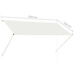 vidaXL Auvent rétractable 250x150 cm Crème