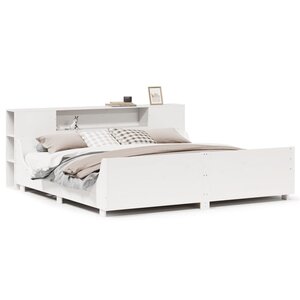 vidaXL Cadre de lit sans matelas blanc 200x200 cm bois massif de pin