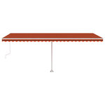 vidaXL Auvent automatique capteur de vent LED 600x300 cm Orange marron