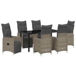 vidaXL Ensemble de salle à manger pour jardin 7 Pièces Beige Poly rotin