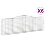 vidaXL Paniers à gabions arqués 6 Pièces 400x50x120/140 cm Fer galvanisé