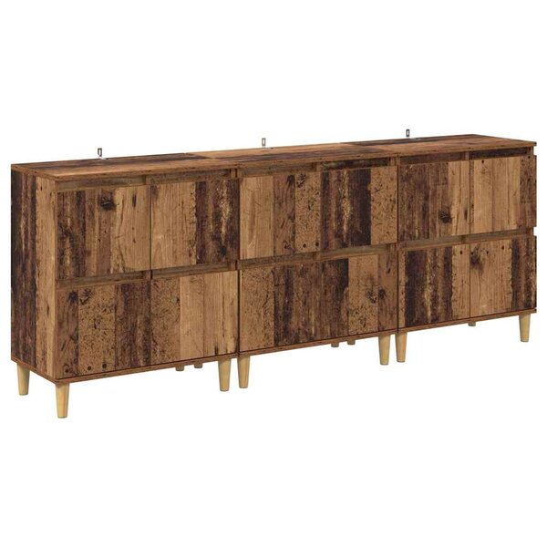 vidaXL Buffets 3 Pièces Bois Ancien 60 x 35 x 70 cm Bois d'ingénierie