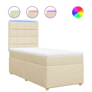 vidaXL Sommier à lattes de lit avec matelas Crème 90x200 cm Tissu