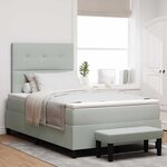 vidaXL Lit à ressort avec matelas et banc Gris clair 120x200 cm Velours