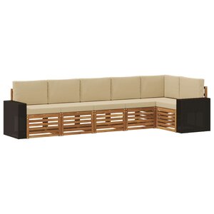 vidaXL Ensemble de canapé d'angle avec coussin 6 Pièces Naturel et Beige