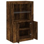 vidaXL Armoire latérale avec lumières LED chêne fumé bois d'ingénierie