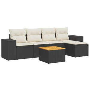 vidaXL Salon de jardin 6 Pièces avec coussins noir résine tressée