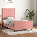 vidaXL Cadre de lit avec tête de lit Rose 100x200 cm Velours